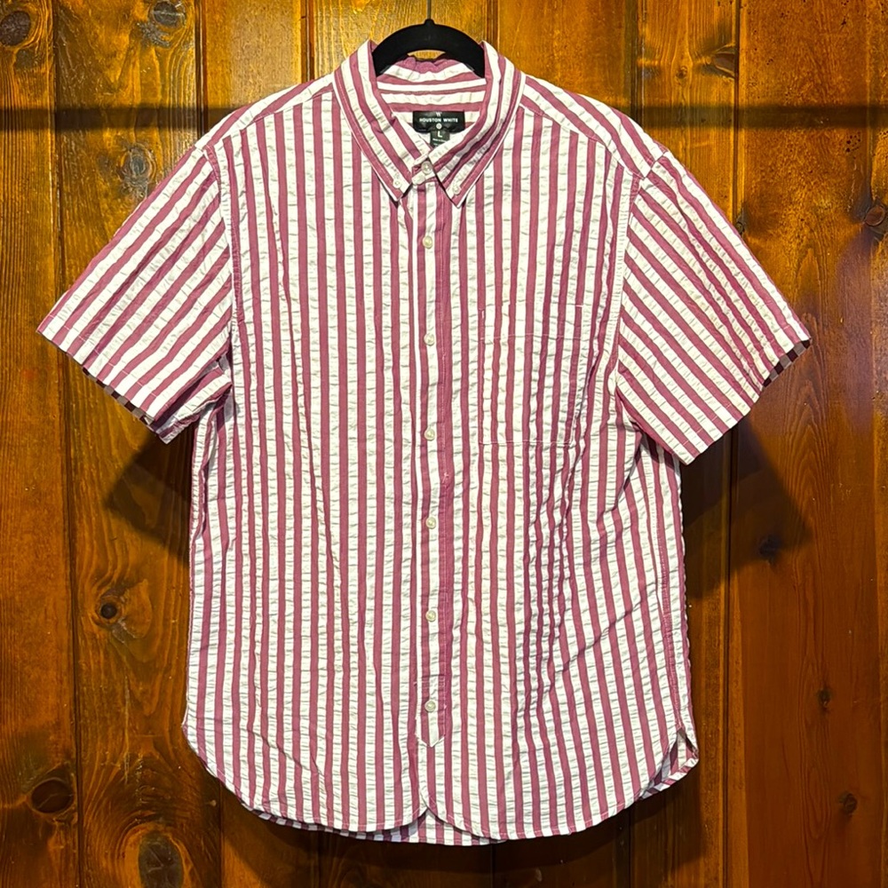 Seersucker Button Down Shirt with Stripes